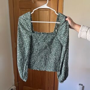Abercrombie and Fitch Green Floral Women's Top